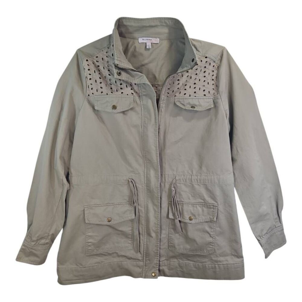 Blu Pepper Vintage Lightweight Tan Eyelet Jacket Size M